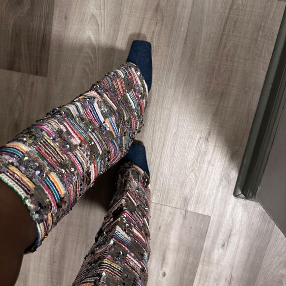 Women's sequined cowboy high boots - Picture 3 of 10